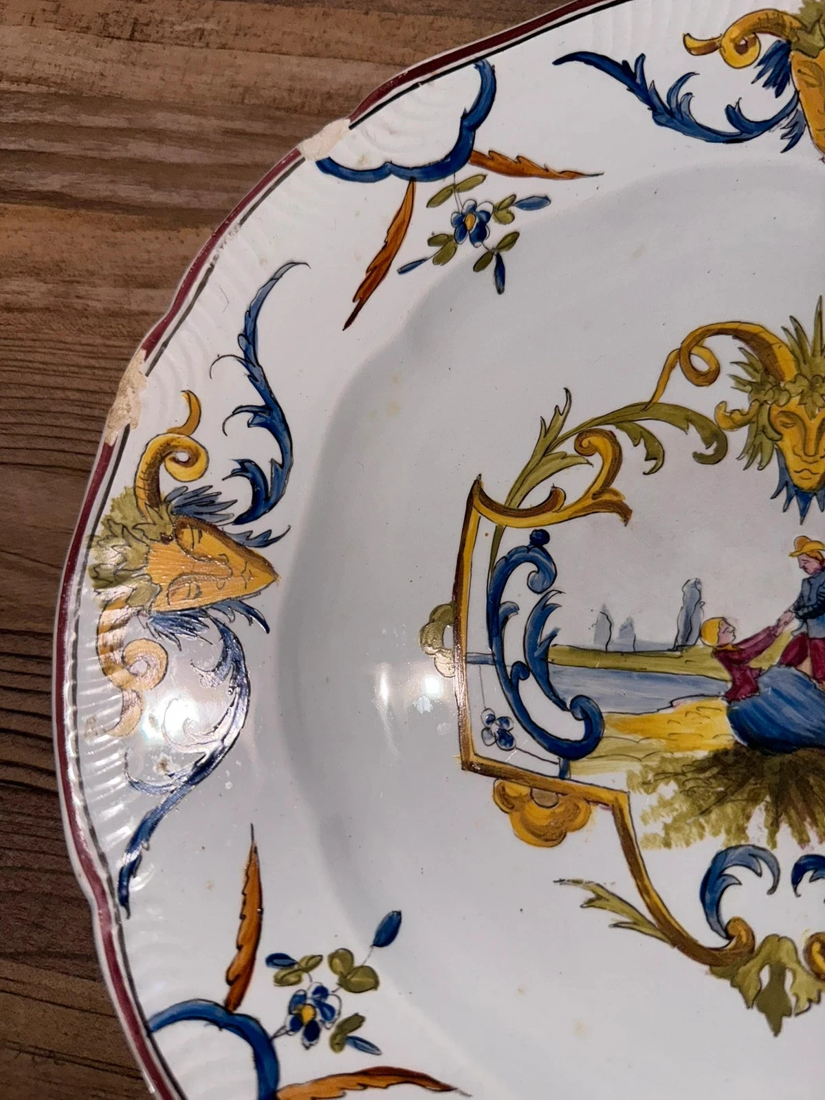 assiette ancienne faïence décor rocaille – photo 3